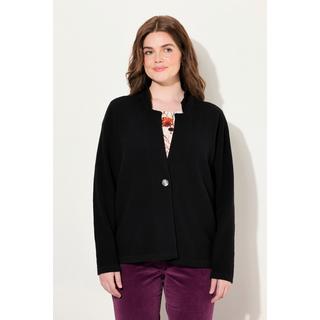 Ulla Popken  Cardigan en coton bio, col à revers et bouton 