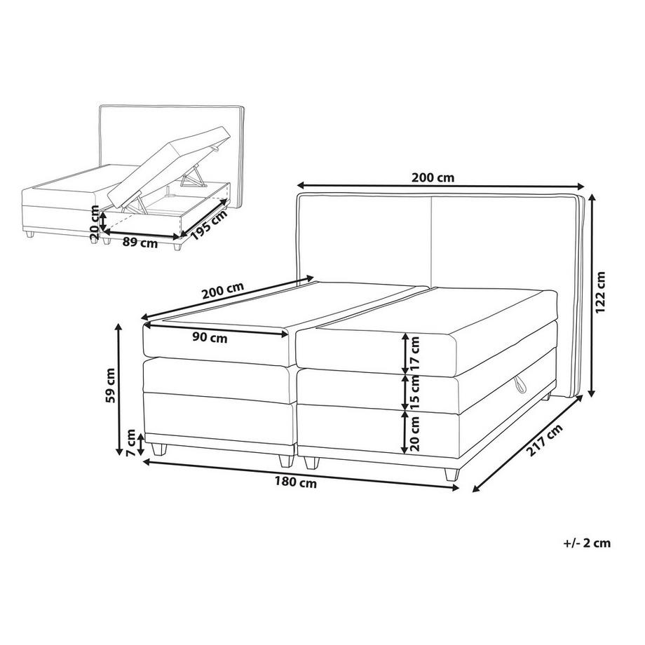 Beliani Lit boxspring avec rangement en Tissu Traditionnel DYNASTY  