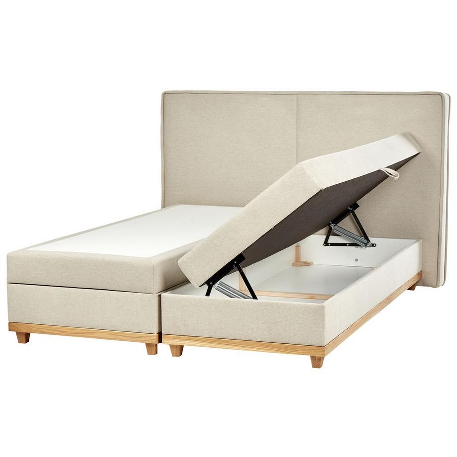 Beliani Lit boxspring avec rangement en Tissu Traditionnel DYNASTY  