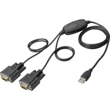 Digitus USB 1.1, Seriale Adattatore [1x Spina A USB 2.0 - 2x Spina SUB-D a 9 poli]