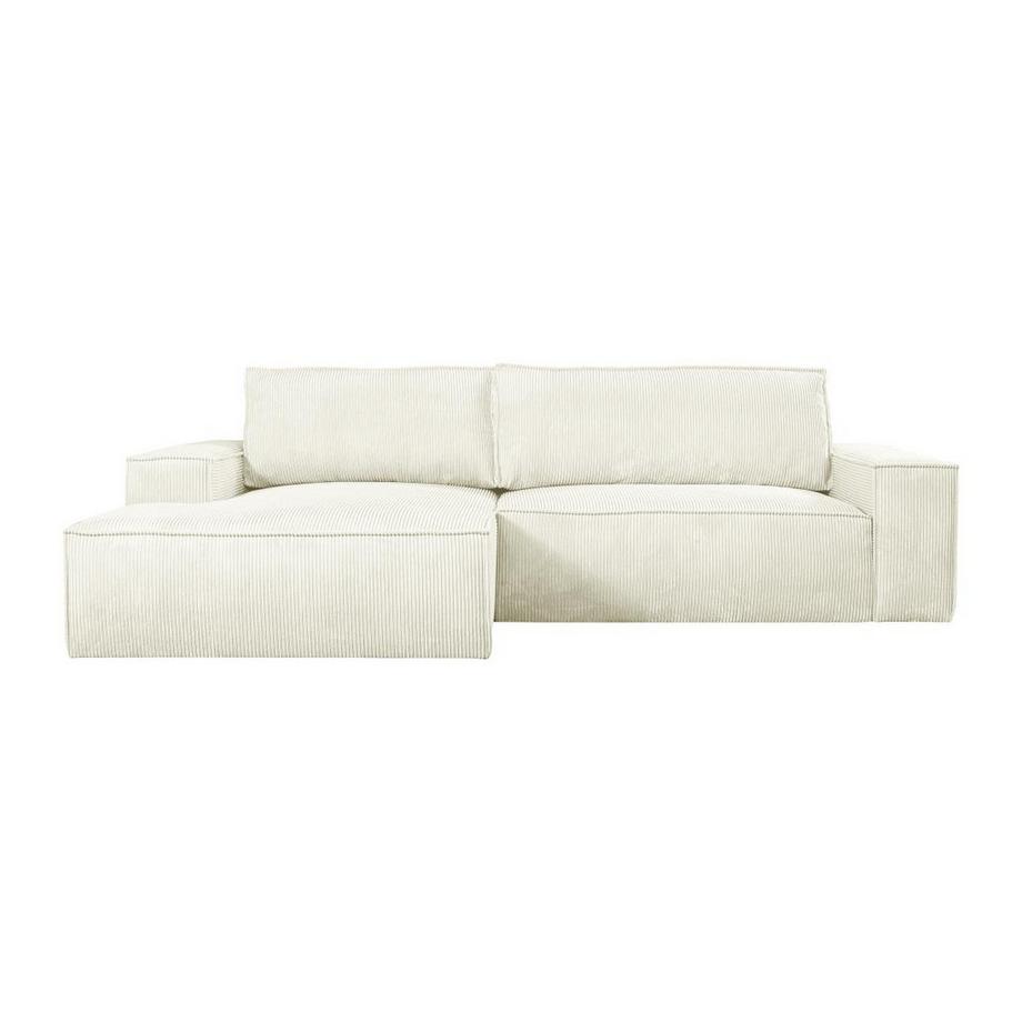 Vente-unique Canapé d'angle gauche convertible en velours côtelé blanc AMELIA  