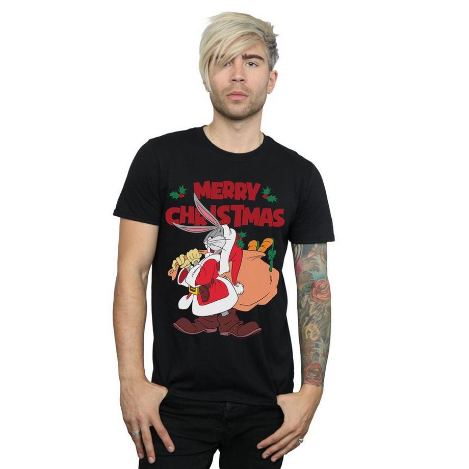 LOONEY TUNES Bugs Bunny Merry Christmas T-Shirt Stampata  