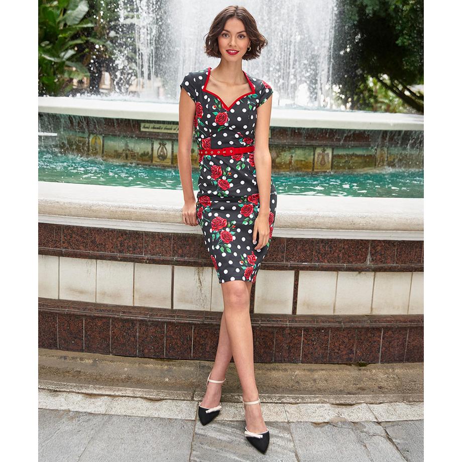 Joe Browns PETITE Abito Aderente Pois e Rose  