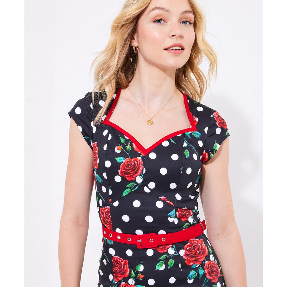 Joe Browns PETITE Abito Aderente Pois e Rose  