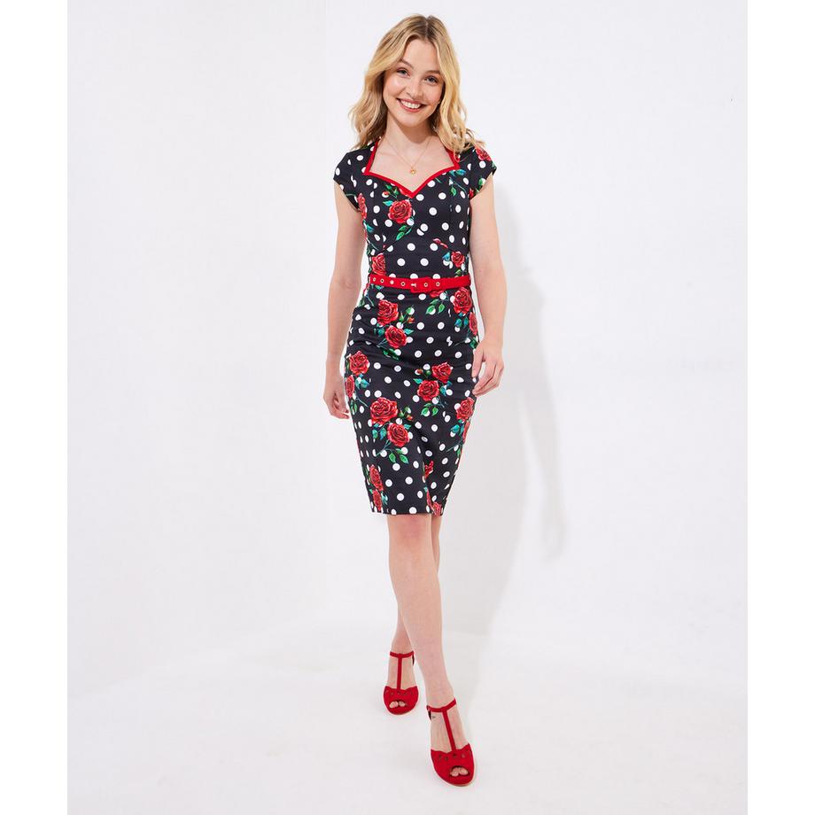Joe Browns PETITE Abito Aderente Pois e Rose  