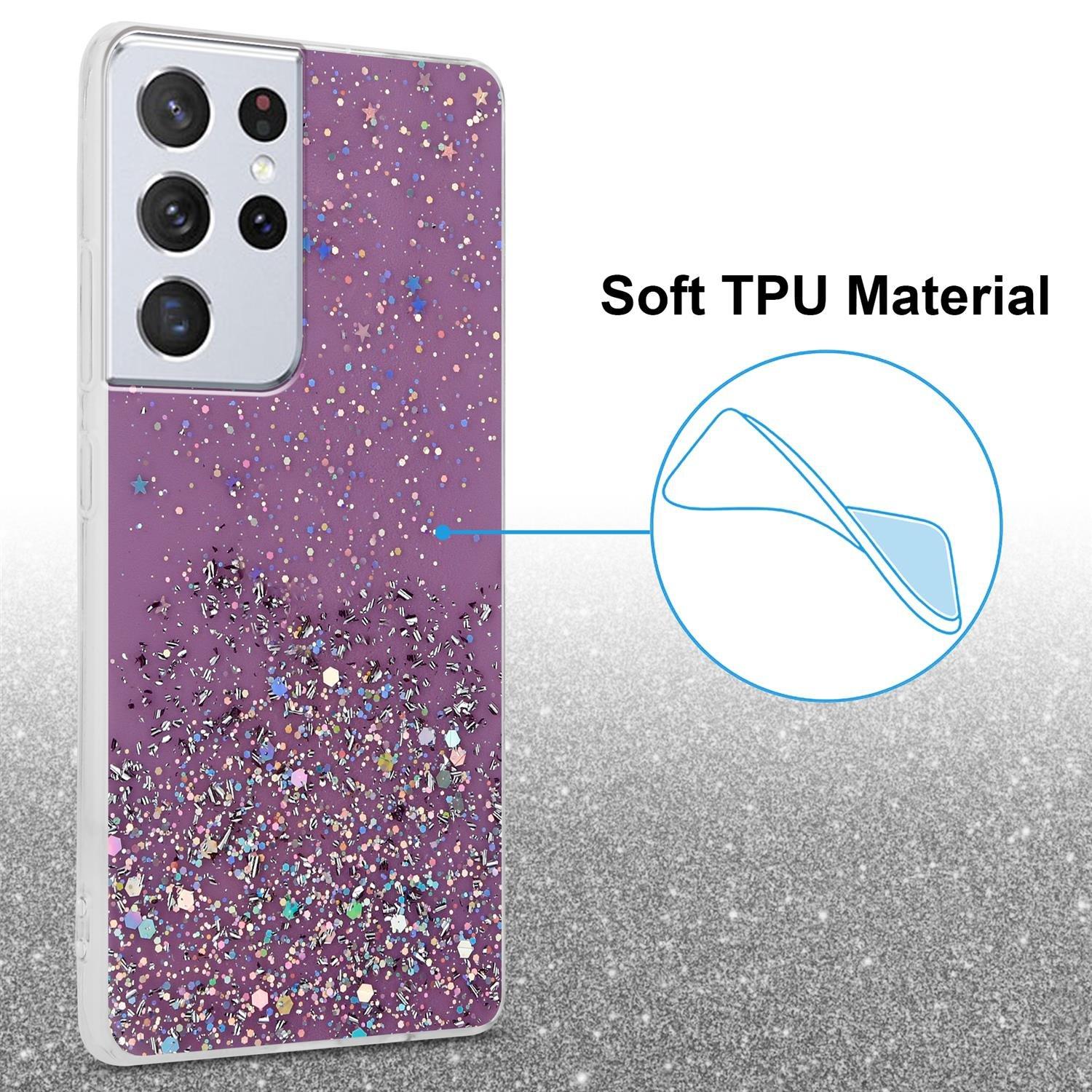 Cadorabo  Housse compatible avec Samsung Galaxy S21 ULTRA - Coque de protection en silicone TPU flexible avec paillettes scintillantes 