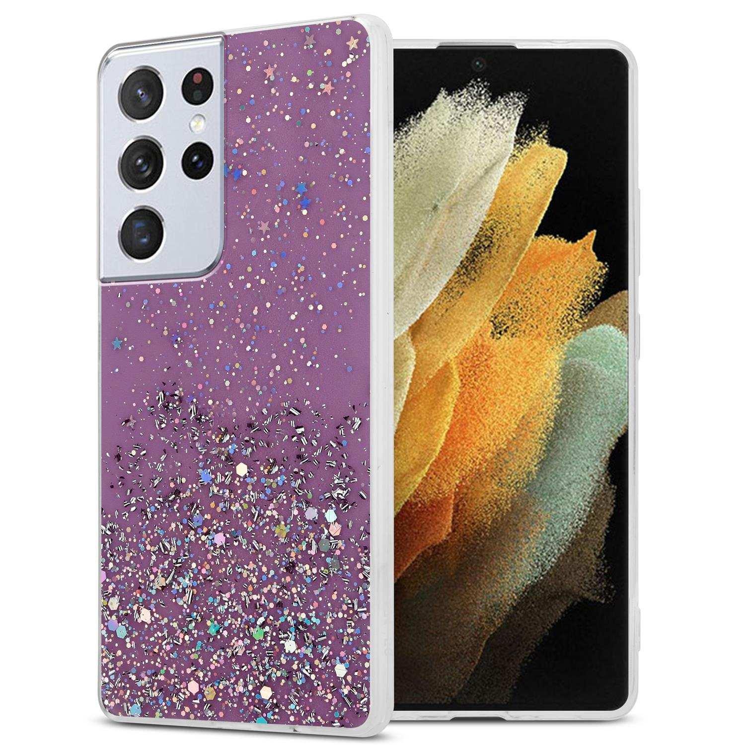 Cadorabo  Housse compatible avec Samsung Galaxy S21 ULTRA - Coque de protection en silicone TPU flexible avec paillettes scintillantes 