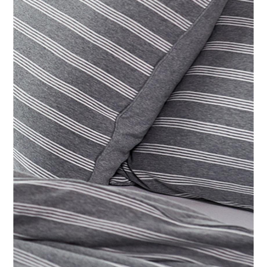 Living Home Melange Jersey Double Face Gestreifte Bettwäsche Set  