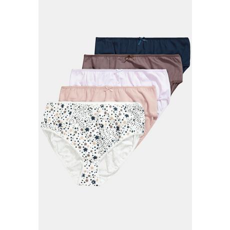 Ulla Popken  Midislips, 5er-Pack, Sternenmuster/uni 