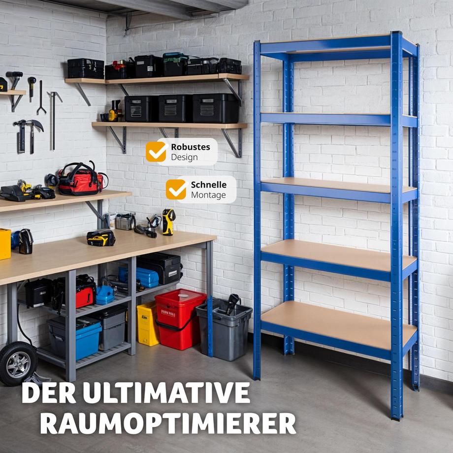 Tectake Schwerlastregal  mit 5 Böden 350 kg  