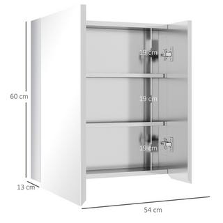 Northio Spiegelschrank Badspiegelschrank Mit 3 Innenböden, Doppeltür Hängeschrank, Wandschrank Für Badezimmer, Silber, 54X13X60Cm  