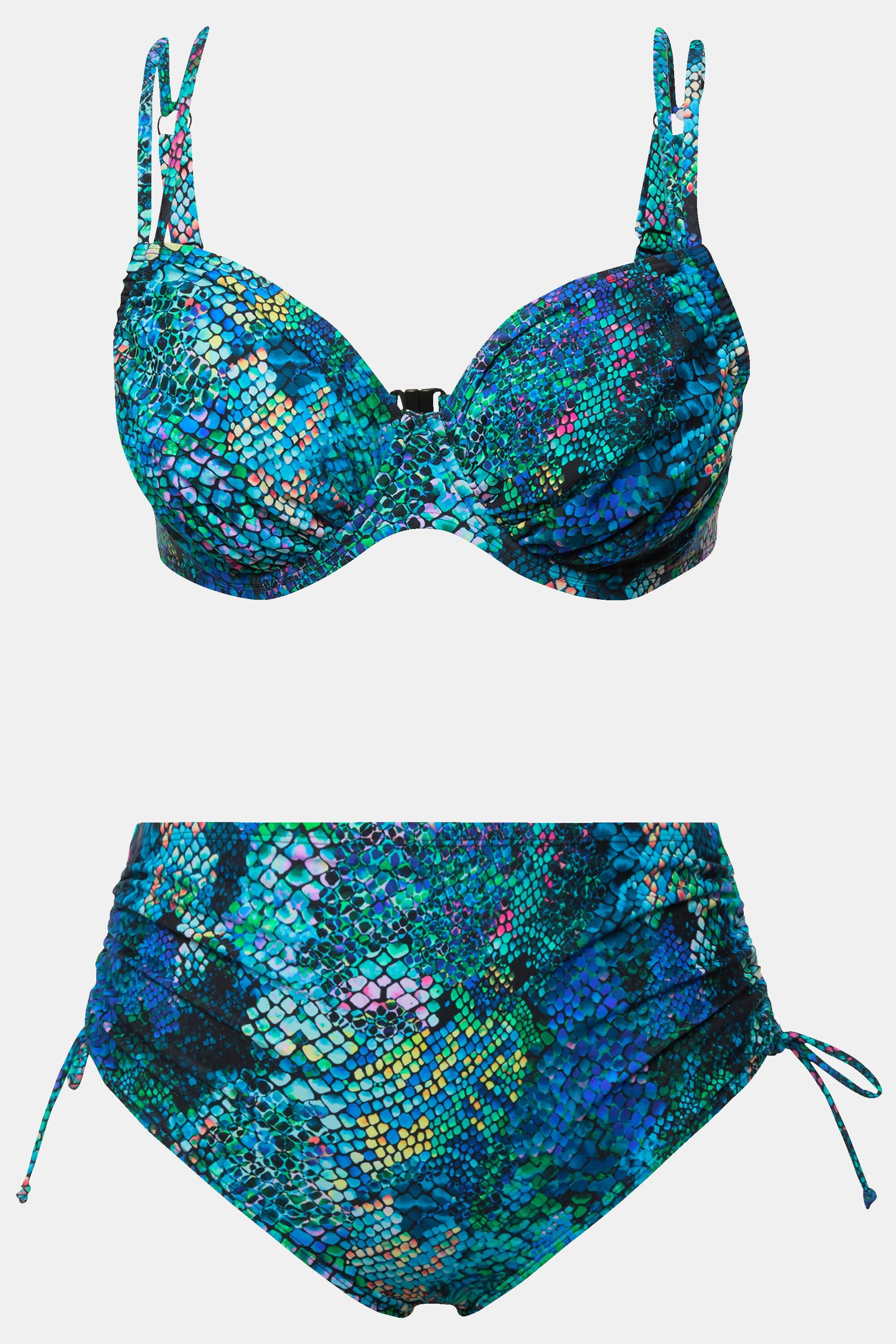 Ulla Popken  Bikini python avec bonnets à armatures et bretelles doubles ajustables 