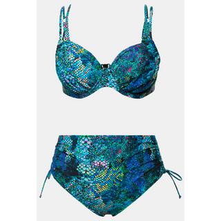 Ulla Popken  Bikini con design pitonato, coppe con ferretto e spalline doppie e regolabili 