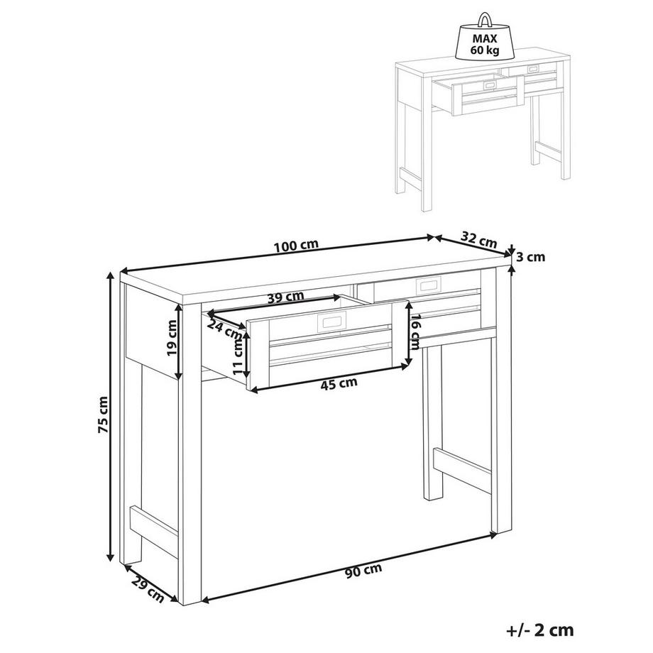 Beliani Konsolentisch aus Faserplatte Rustikal RANDA  
