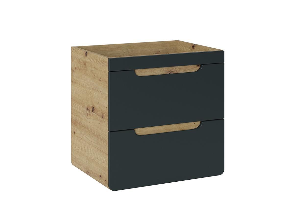 Vente-unique Waschbeckenunterschrank hängend - 60 cm - Naturfarben & Anthrazit - ARUBA  