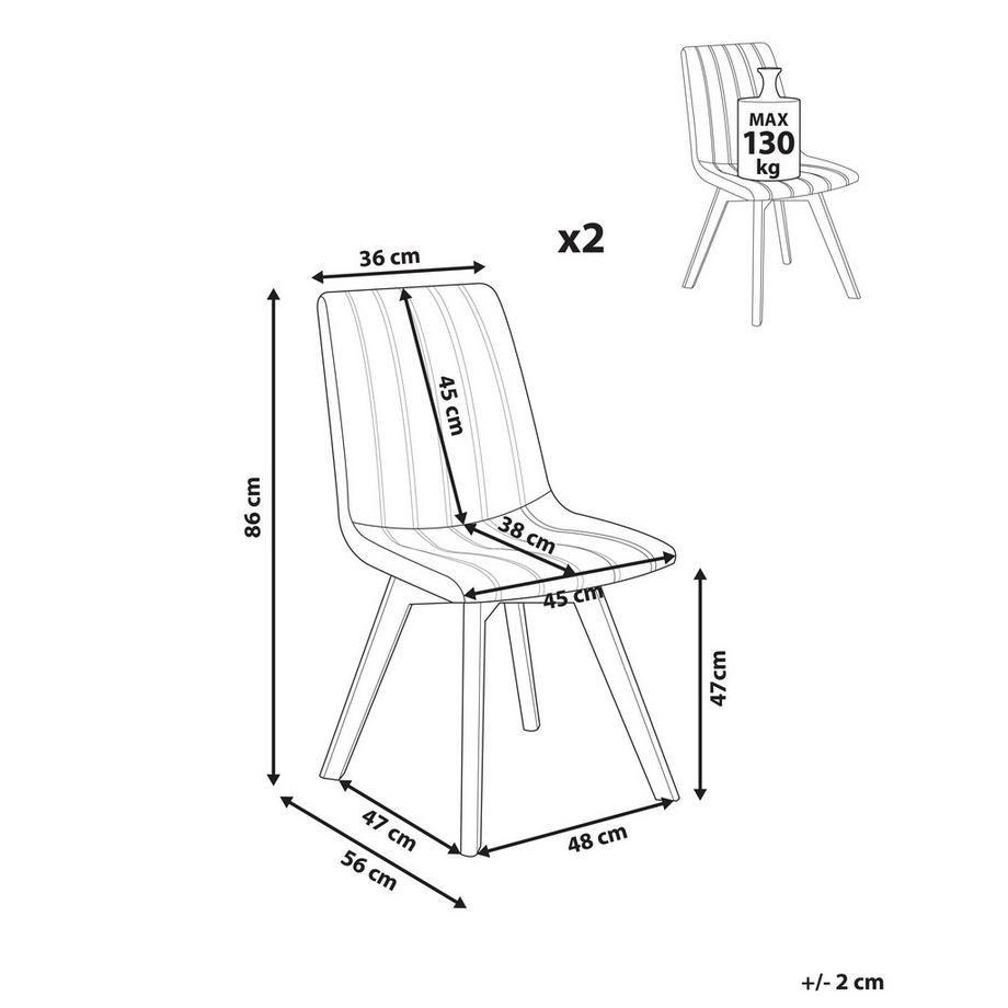 Beliani Esszimmerstuhl 2er Set aus Stoff  CALGARY  