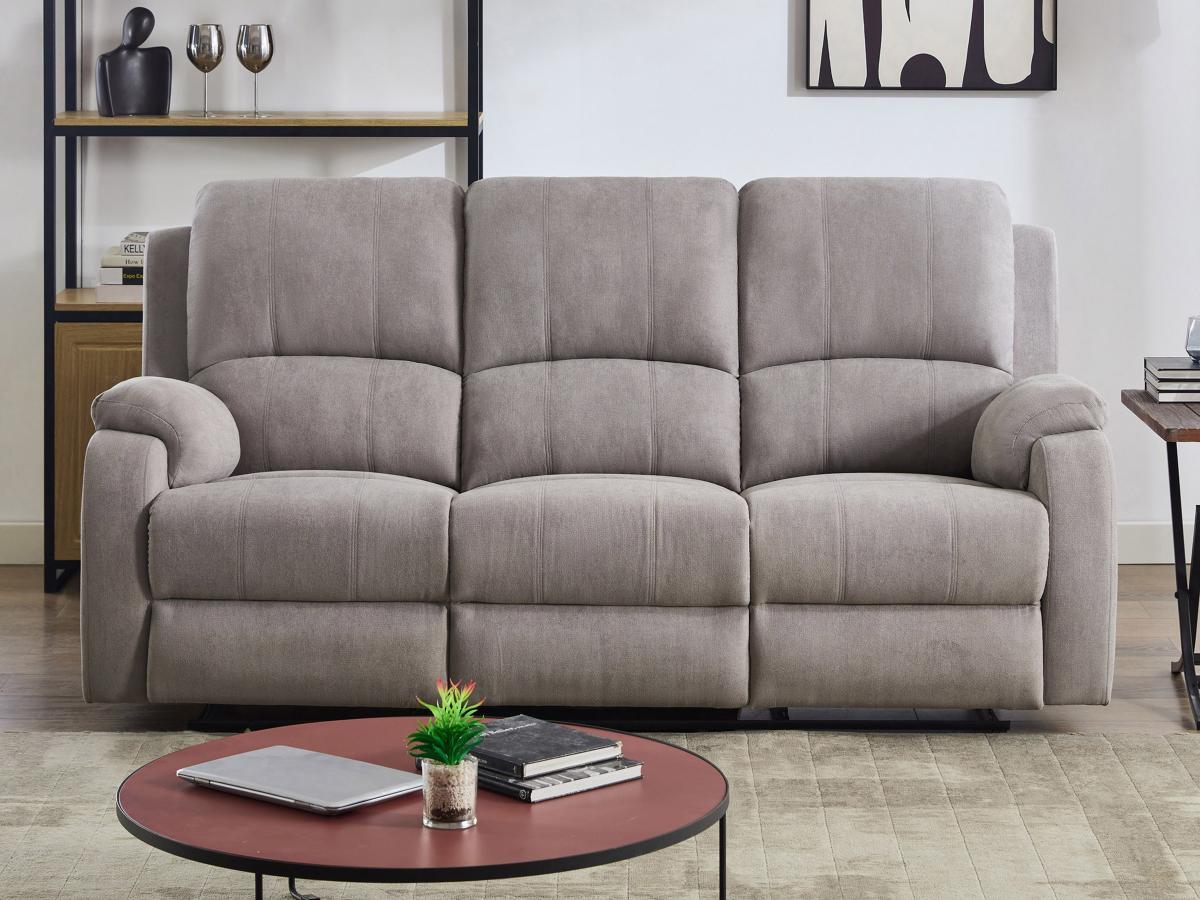 Vente-unique Relaxsofa 3-Sitzer & 2-Sitzer - Mikrofaser - Hellgrau - BRODY  