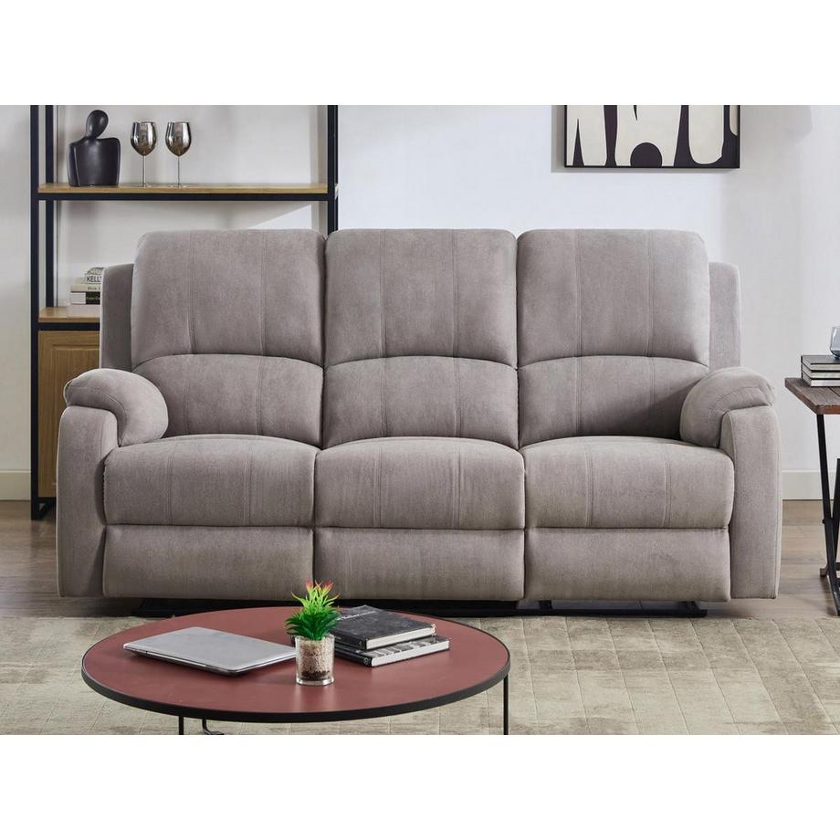 Vente-unique Canapé 3 places et 2 places relax en microfibre gris clair BRODY  