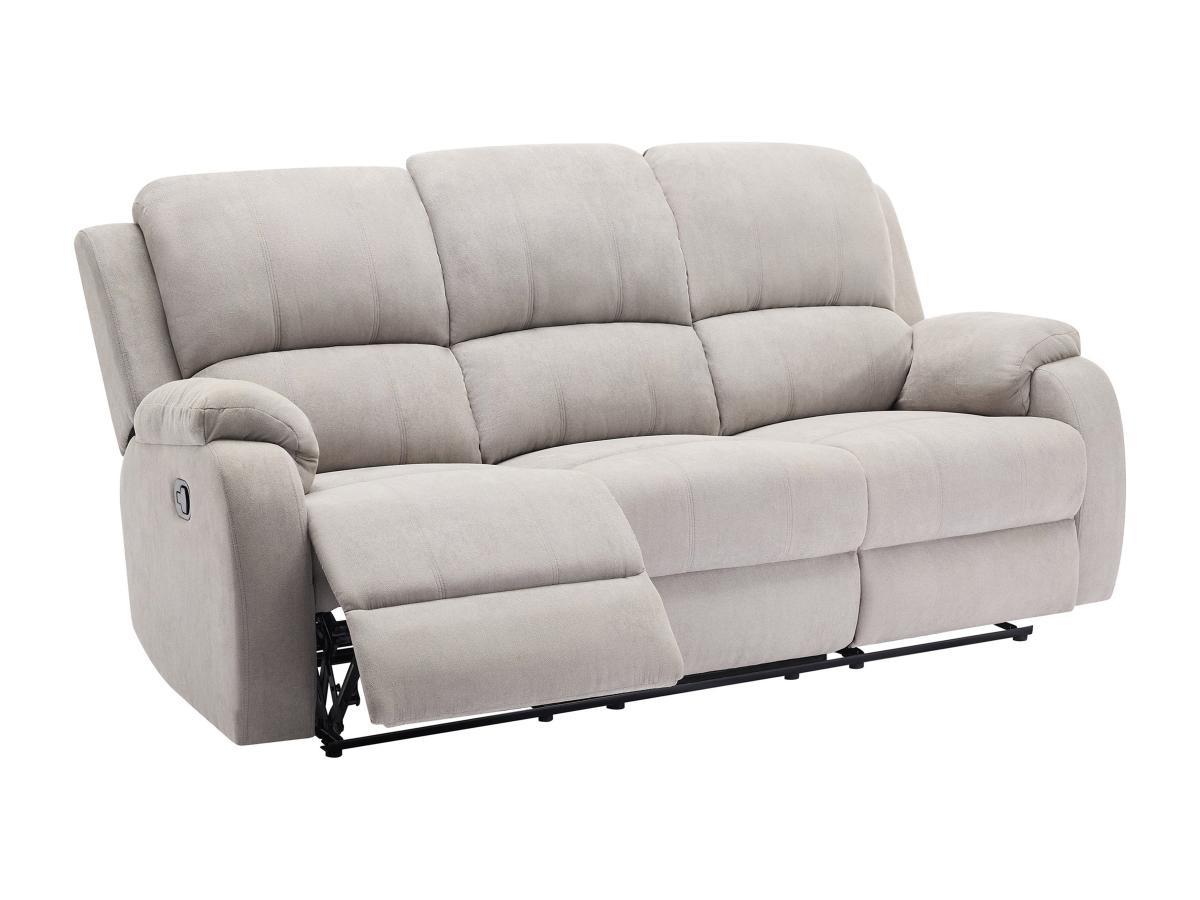 Vente-unique Relaxsofa 3-Sitzer & 2-Sitzer - Mikrofaser - Hellgrau - BRODY  