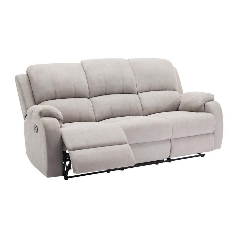 Vente-unique Canapé 3 places et 2 places relax en microfibre gris clair BRODY  