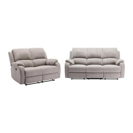 Vente-unique Relaxsofa 3-Sitzer & 2-Sitzer - Mikrofaser - Hellgrau - BRODY  