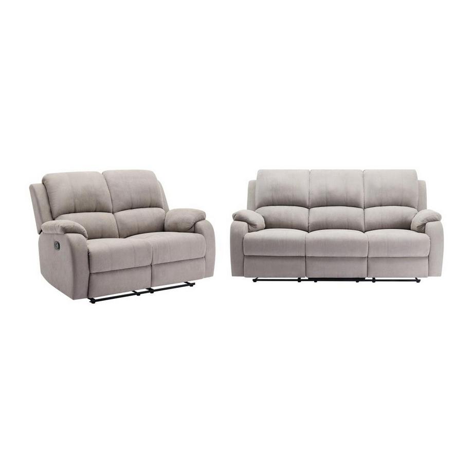 Canapé 3 places et 2 places relax en microfibre gris clair BRODY