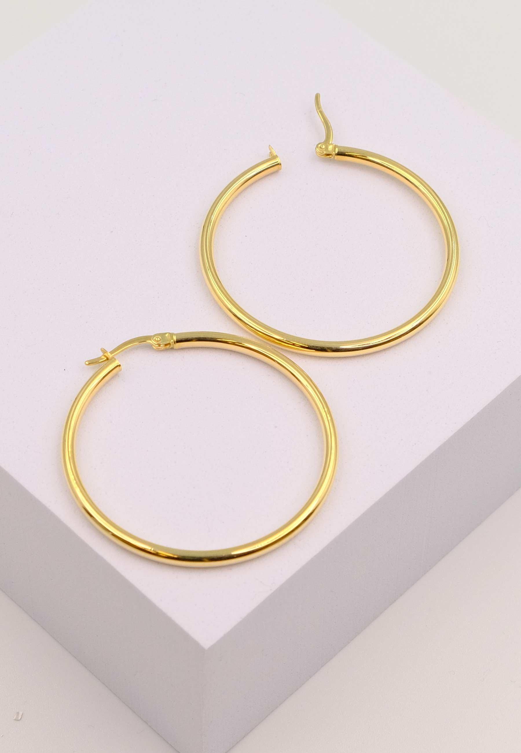 MUAU Schmuck  Creolen Gelbgold 750 Runddraht 38mm 