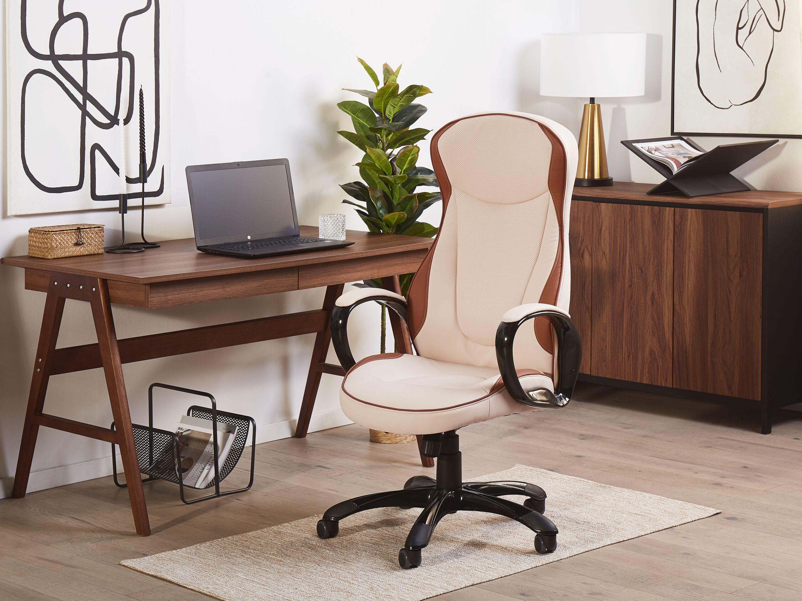 Beliani Fauteuil de bureau en Cuir PU Rétro FELICITY  