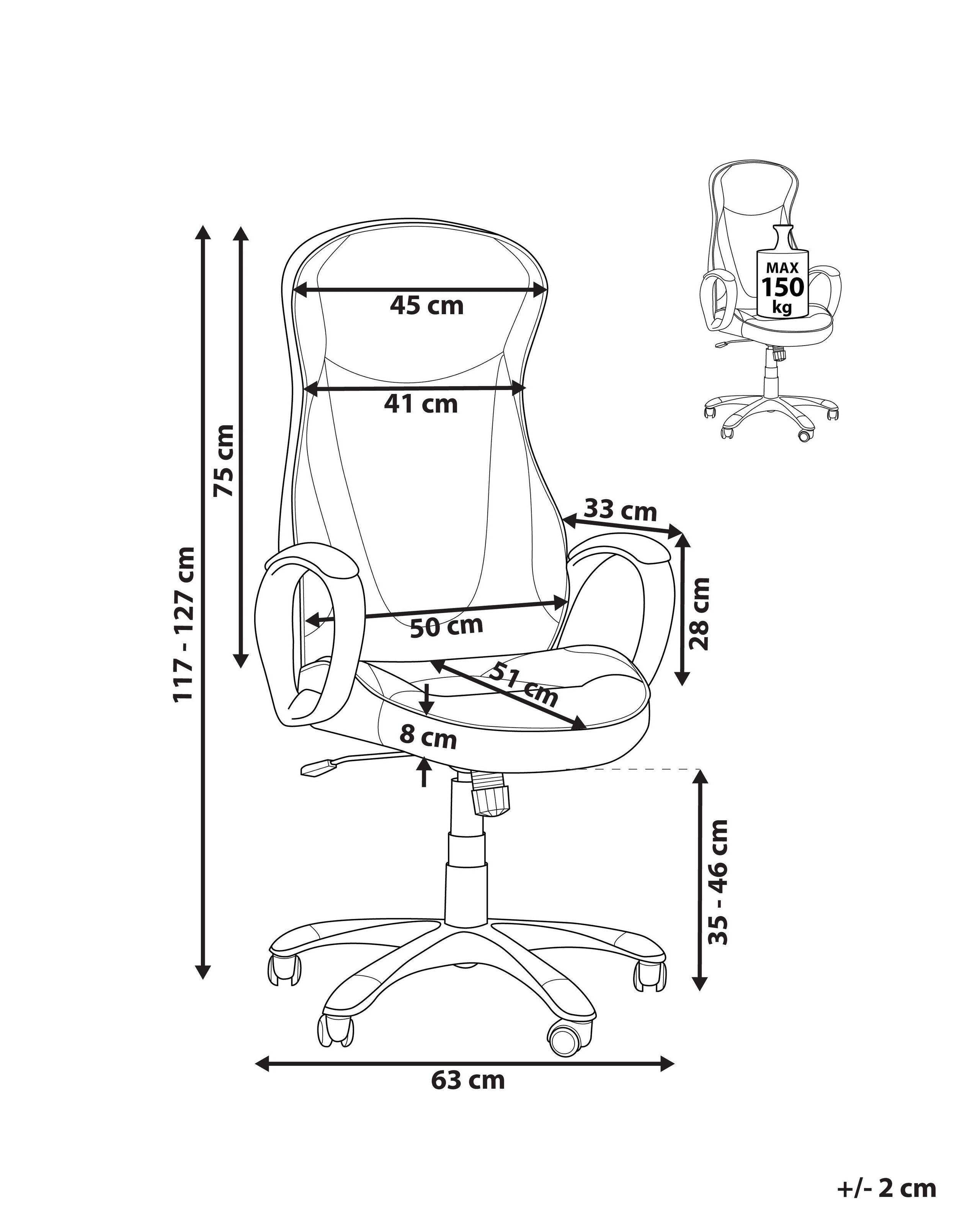 Beliani Fauteuil de bureau en Cuir PU Rétro FELICITY  