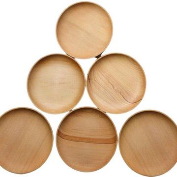 Assiettes rondes en bois - 15 cm - 4 pcs