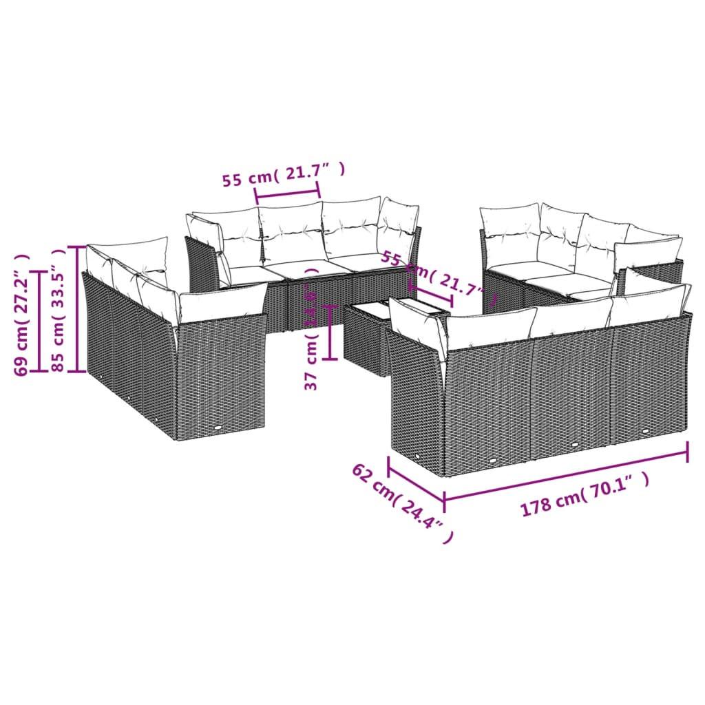 VidaXL set divano da giardino Polirattan  