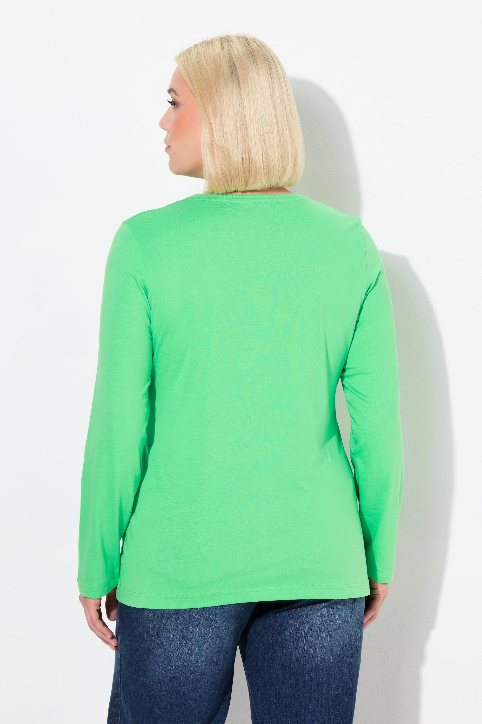 Ulla Popken  Shirt, Slim, Rundhalsausschnitt, Langarm 