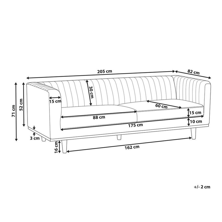 Beliani Canapé 3 places en Tissu Moderne SKAULE  