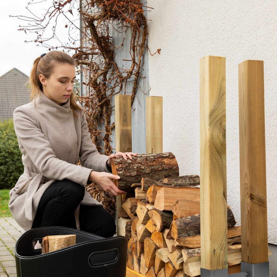 B2X Supporto impilabile in legno argentato in set da 2  