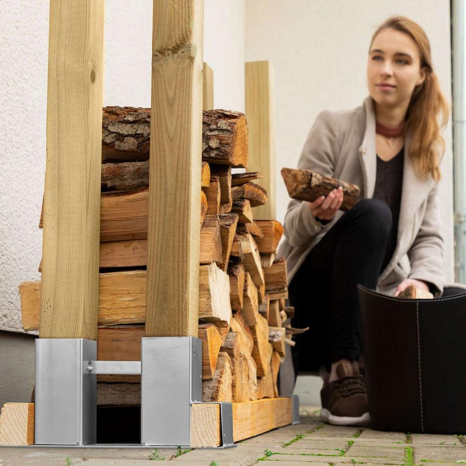 B2X Supporto impilabile in legno argentato in set da 2  