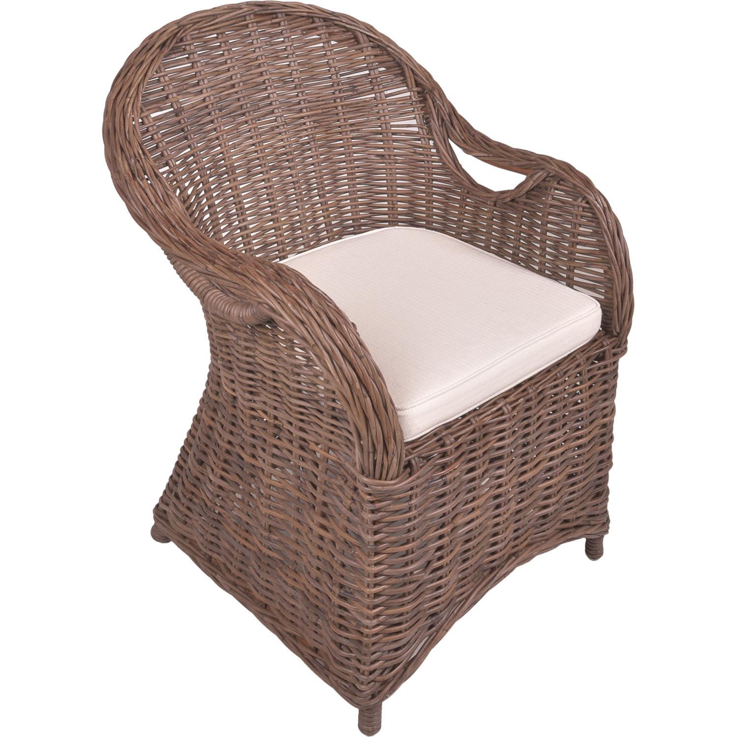 mutoni Fauteuil Brest rotin naturel gris-marron  