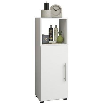 Holz Midischrank | Badschrank mit offenem Fach und einer Drehtür | Maße H. 93 x B. 31 x T. 30 cm | Midischrank - Flandu