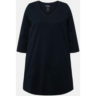 Ulla Popken  Maglia dal taglio lungo e svasato con cuciture decorative, scollo a V e maniche a 3/4 