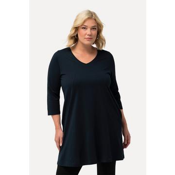 Longshirt, Ziernähte, A-Linie, V-Ausschnitt, 3/4-Arm