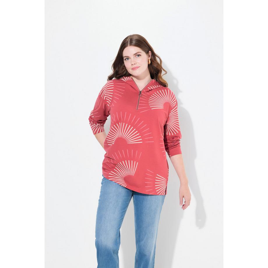 Ulla Popken Sweat-shirt à capuche Imprimé graphique Manches longues  