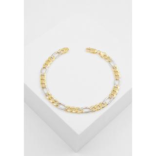 MUAU Schmuck  Bracelet figaro bicolore or jaune/or blanc 750, 5,7mm, 19cm 