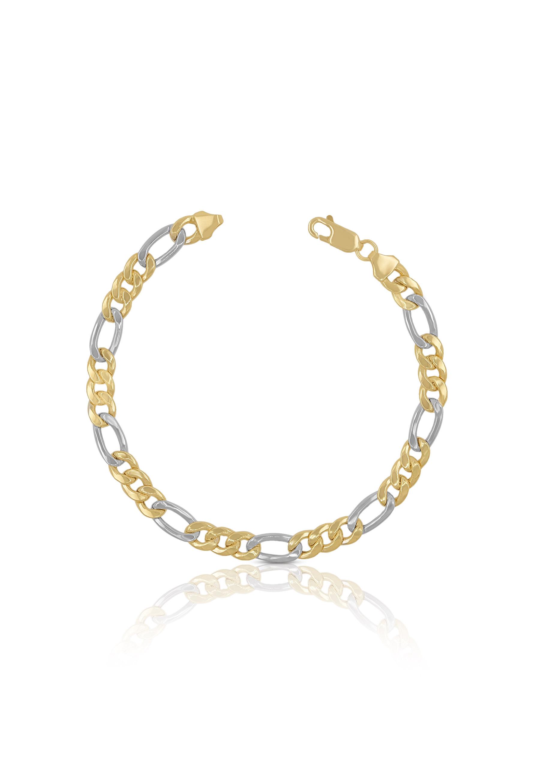 MUAU Schmuck  Bracelet figaro bicolore or jaune/or blanc 750, 5,7mm, 19cm 