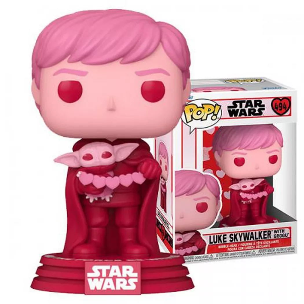 Funko -  POP! Star Wars Valentines: Luke & Grogu (493), Pink