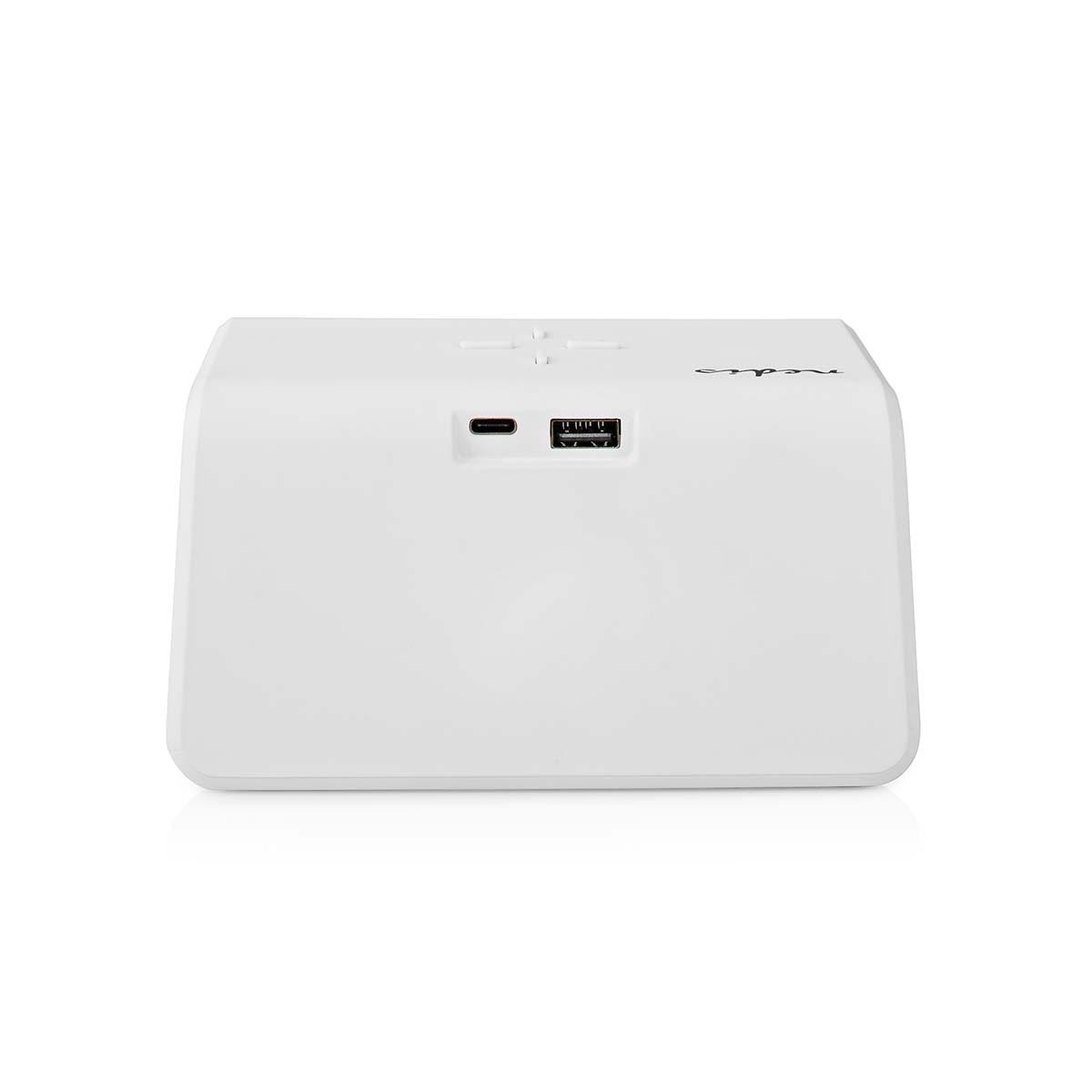 Nedis  Caricabatterie wireless per sveglia | certificato Qi | 5 / 7,5 / 10 / 15 W | USB A-Tap | Luce notturna | 2 orari di allarme | Funzione Snooze 