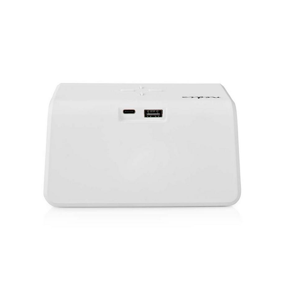 Nedis  Caricabatterie wireless per sveglia | certificato Qi | 5 / 7,5 / 10 / 15 W | USB A-Tap | Luce notturna | 2 orari di allarme | Funzione Snooze 