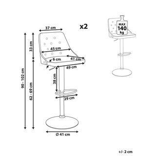 Beliani Set mit 2 Barstühlen aus Kunstleder Retro VANCOUVER  