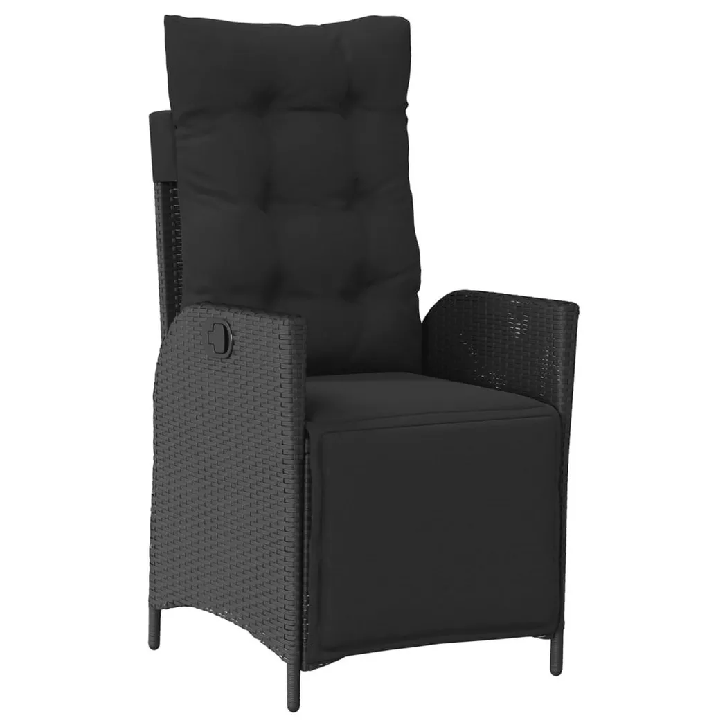 VidaXL - sedia reclinabile da giardino Polirattan, One Size, Nero