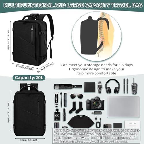 Only-bags.store Zaino da Viaggio Impermeabile per Laptop con Porta USB  