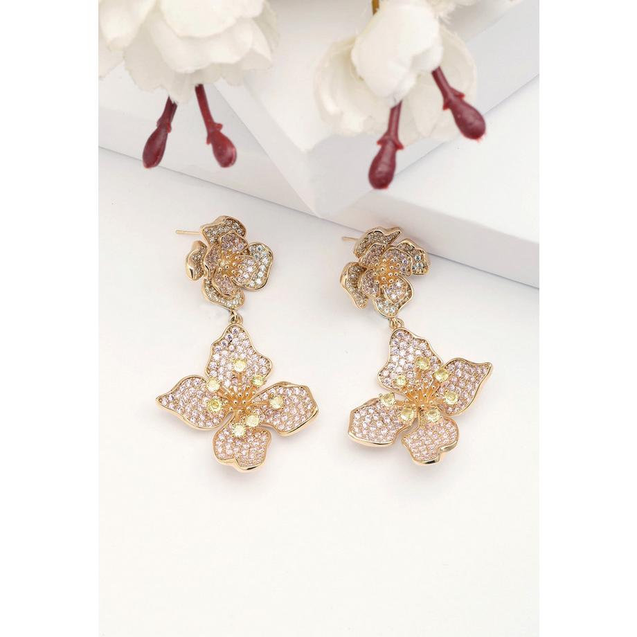 AVANT-GARDE PARIS  Diva Zweistufige Florale Tropfenohrringe 