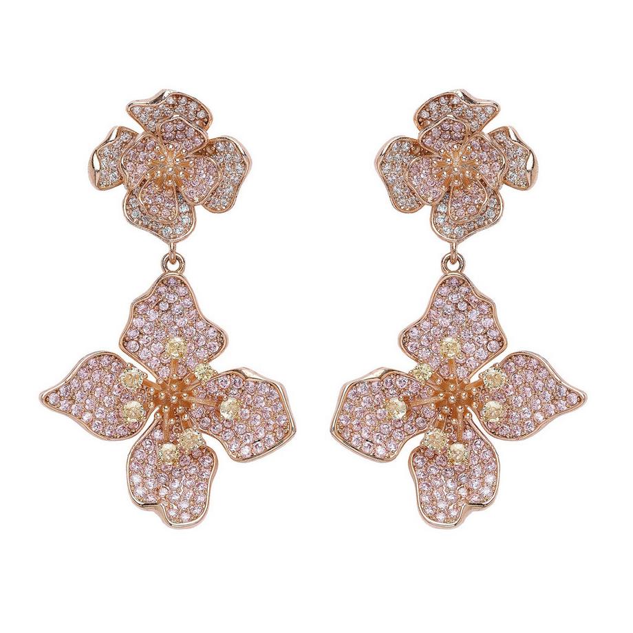 Diva Zweistufige Florale Tropfenohrringe
